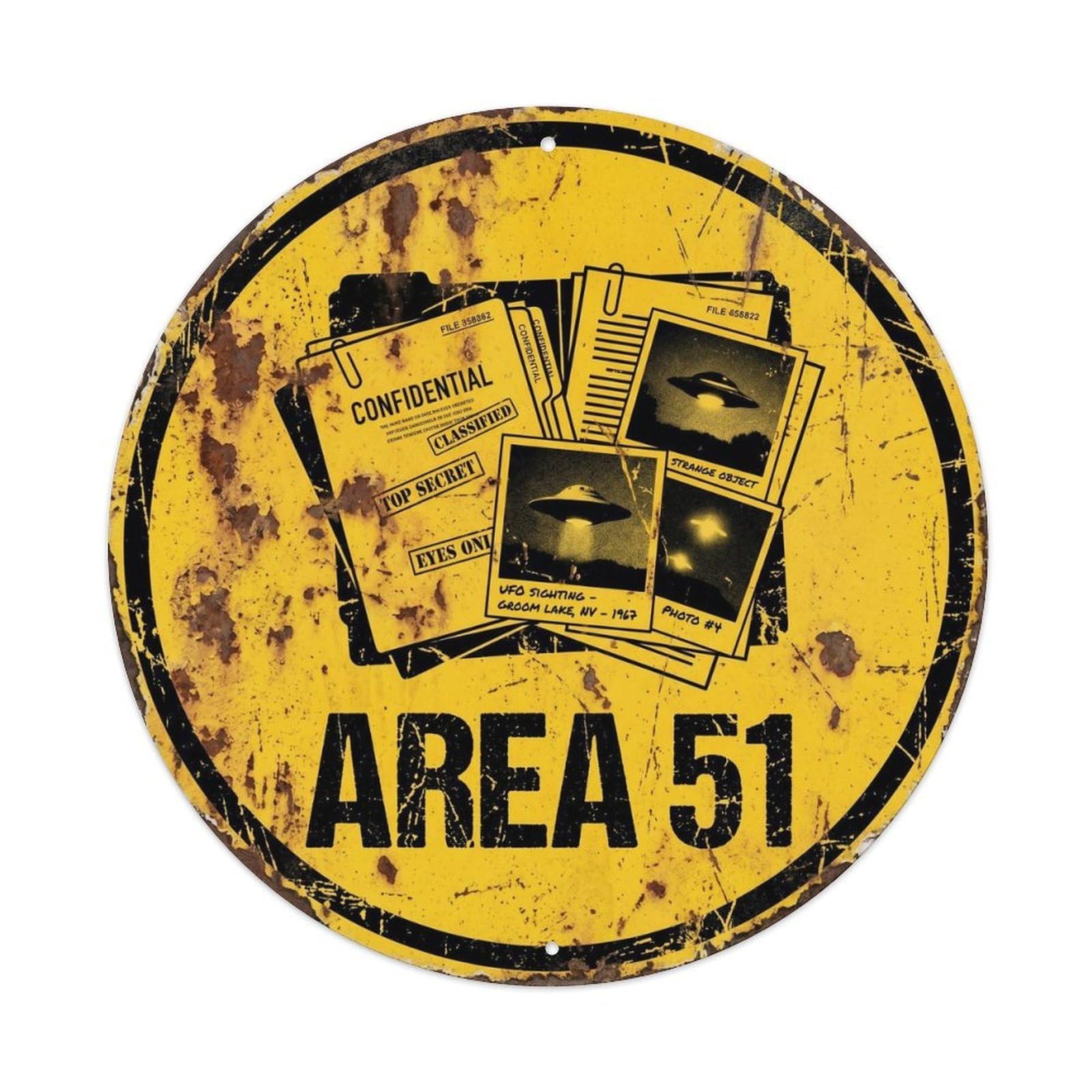 Flying Saucer Area 51 Classified Photo File Archive Metal Tin Sign