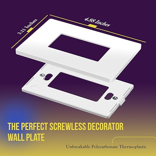 Miniatura 573 de ENERLITES SI8834-BK - Placa de pared decorativa sin tornillos, cubierta de enchufe segura, 4 entradas, 4.68 x 8.30 pulgadas (alto x largo), Negro