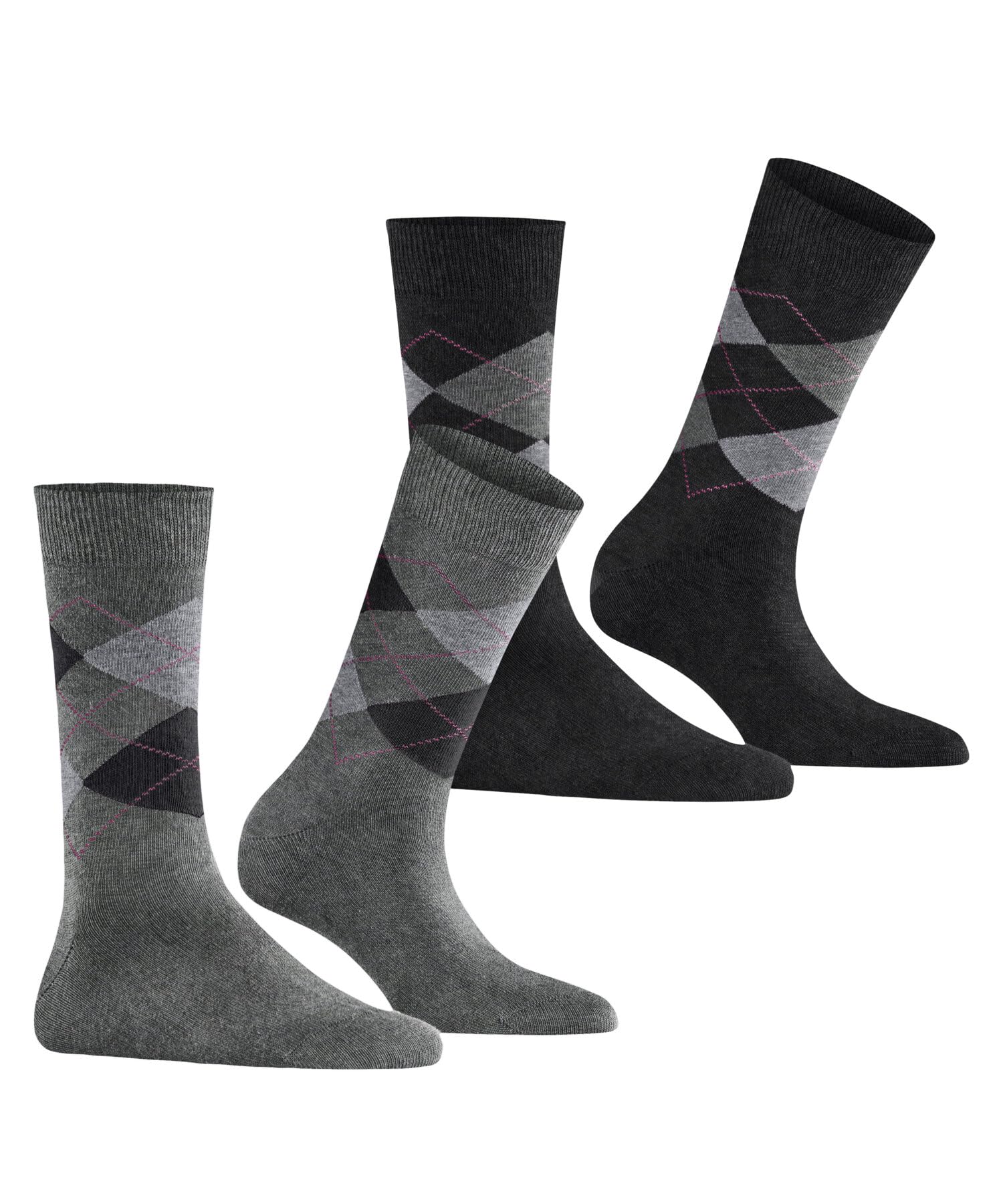Burlington Kobiety Skarpety Everyday Argyle W So bawełna z wzorem 2 Pak, Szary Light Grey Melange 3390, 36-41