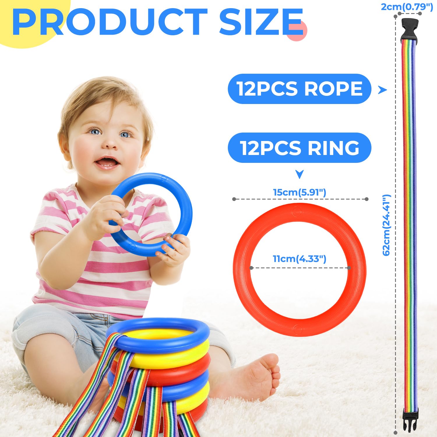 TOFFCAEA Safety Walking Rope, Toddlers Walking Rope for Preschool, Colorful Walking Rope Detachable Transition Rope, Preschool Walking Rope for Daycare School Kids (12 Ring)