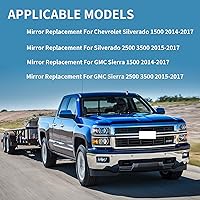 Vista 6 de Espejo lateral de pasajero de repuesto para Chevrolet Silverado 1500 GMC Sierra 1500 2014-2017 y Chevy Silverado 2500 3500 GMC Sierra 2500 3500