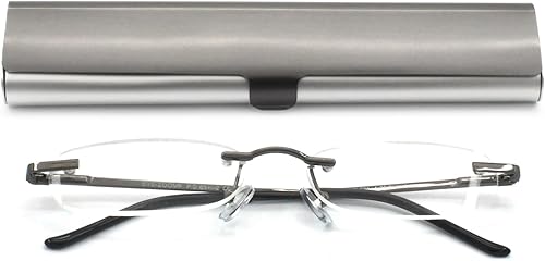 Miniatura 3 de 5 pares de lentes de lectura de metal sin montura con bisagra de resorte para hombres y mujeres