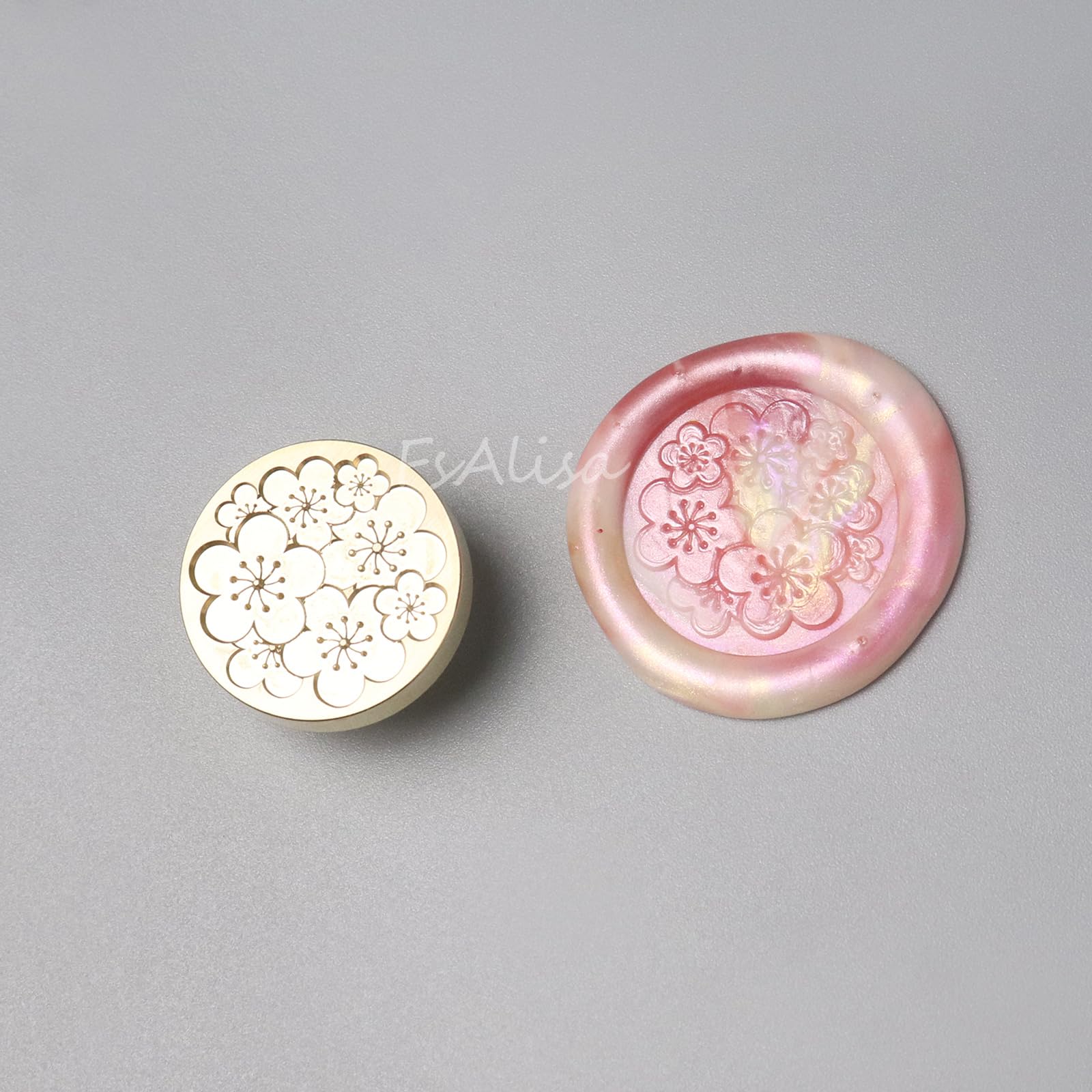 fsalisa Botanical Sealing Wax Stamp Head Sakura Brass Head without Handle Flower Plant Wax Seal Stamp Head Embellishment Wedding Party Invitations - Image 2