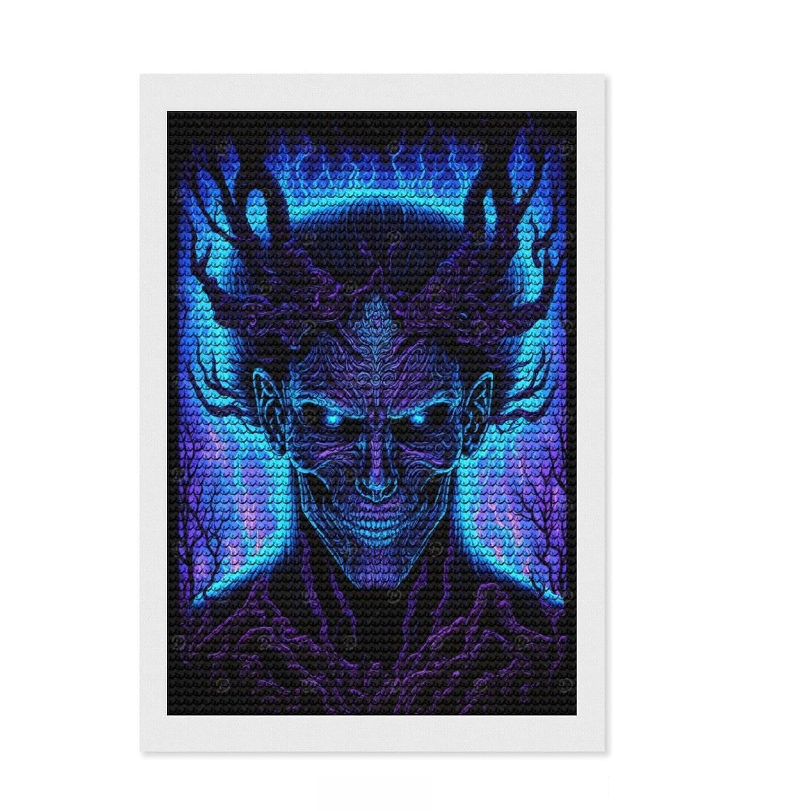 Junmoney Evil Demon Full Drill Diamond Painting Kit 8"x12", for Adults, Living Room Decor, Enjoyable At-Home Hobby, Gift Idea