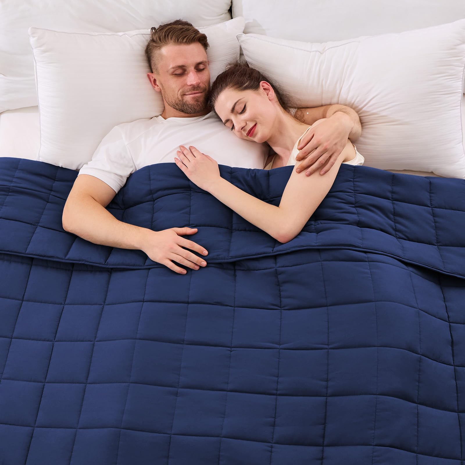 yescool King Size Weighted Blanket for Adults (25 lbs, 80” x 87”, Blue) Cooling Heavy Blanket for Sleeping Perfect for 240-260 lbs, Breathable Blanket for Adults & Couple All Season, Machine Washable