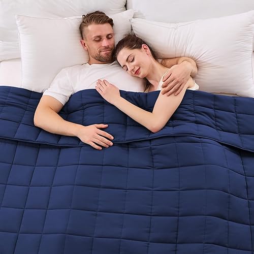 Yescool - Manta con peso para adultos (25 libras, 88 x 104 pulgadas, azul), manta de enfriamiento pesada para dormir, 240-260 libras, manta