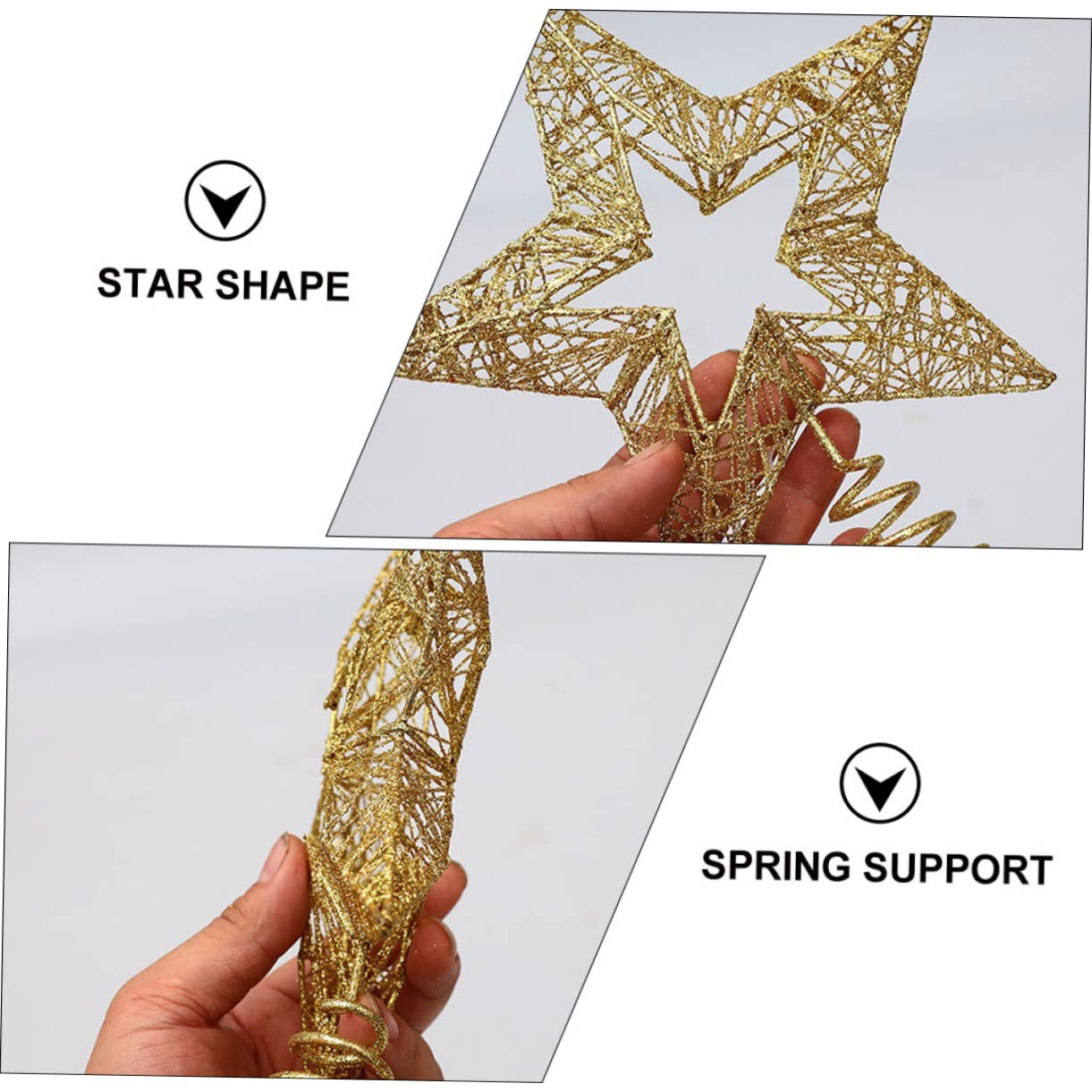 Zerodeko 3stücke Weihnachtsbaumspitze Goldene Fünfzackige Stern Dekoration Für Weihnachtsbaum Festliche Baumspitze Für Hotel Und Zuhause Und