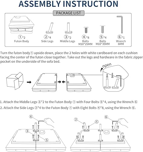 Miniatura 8 de MUUEGM Sofá cama futón convertible de espuma viscoelástica, sofá biplaza moderno de piel sintética para sala de estar, espacio pequeño y compacto,