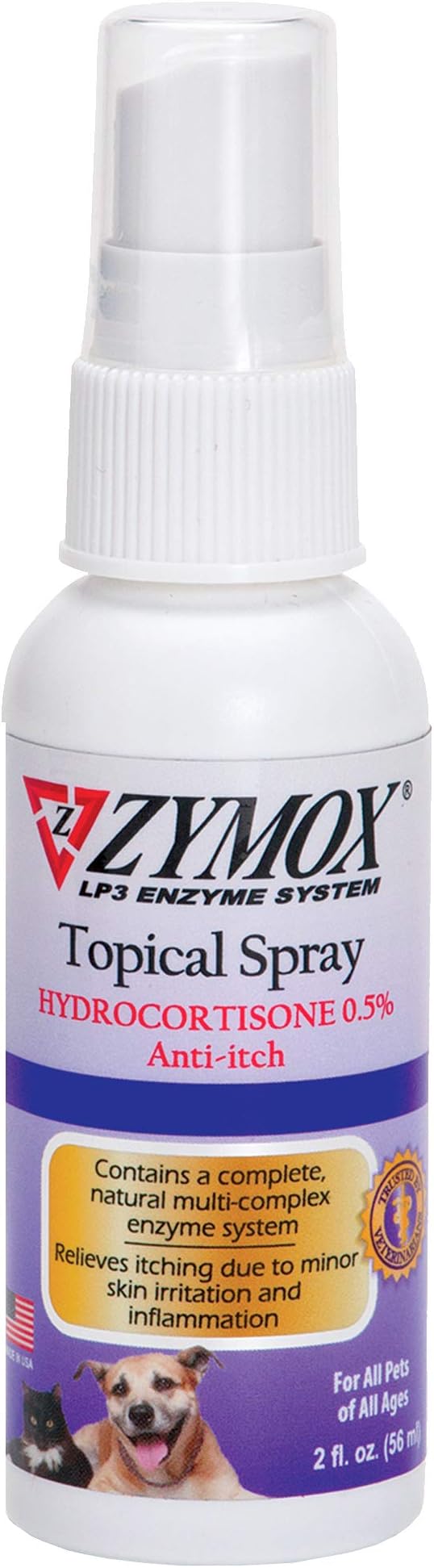 PET KING BRANDS Zymox (OTC) Spray w/Hydrocortisone 0.5% , 2 Fl. Oz (Pack of 1)