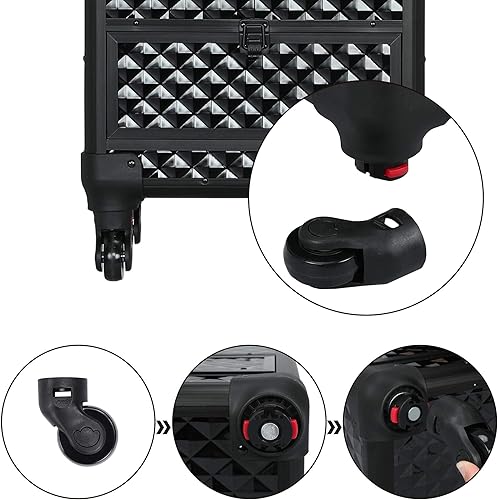 Miniatura 8 de Topeakmart Estuche de viaje profesional con ruedas extraíbles, con ruedas extraíbles, con ruedas extraíbles, con cerradura y cajón grande