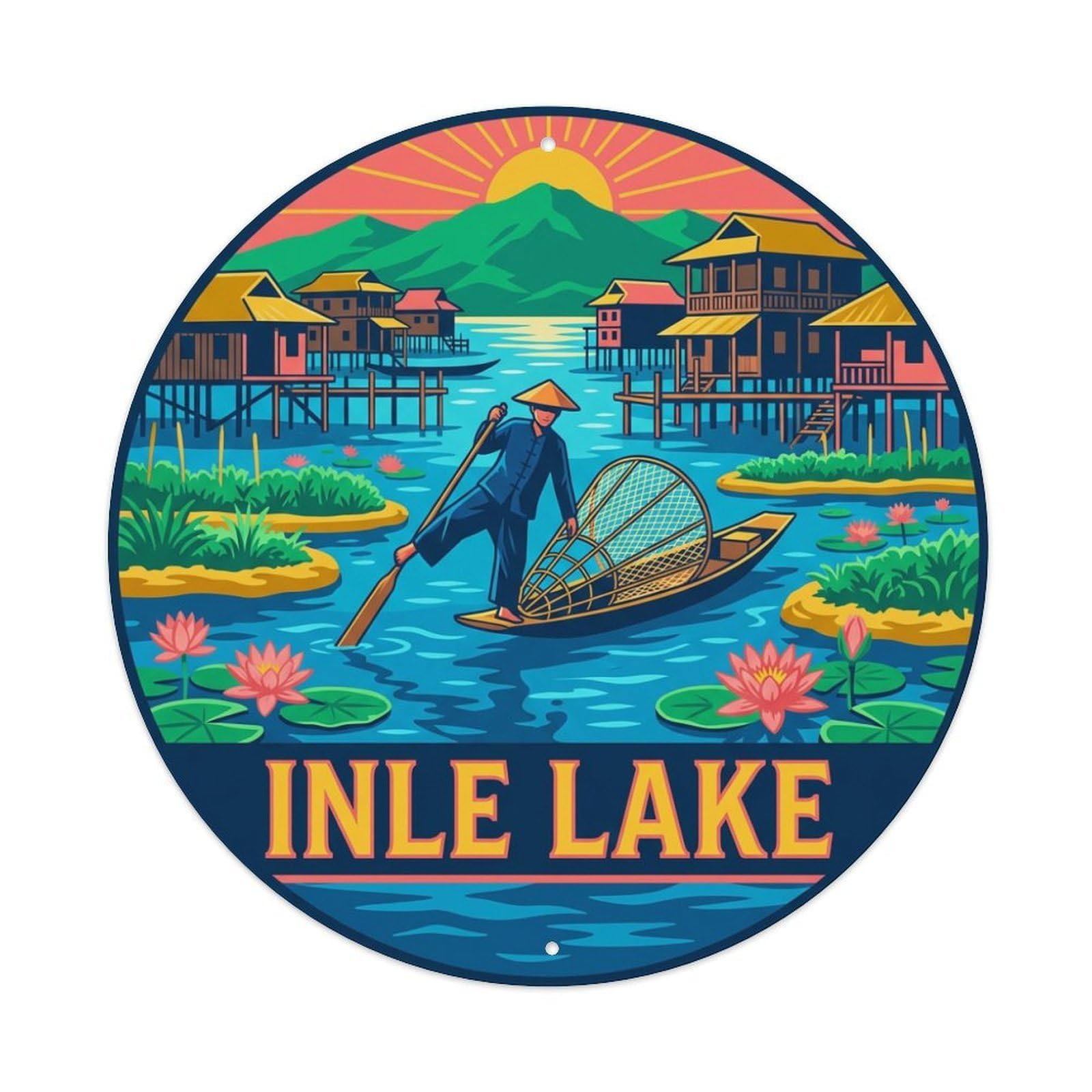 Myanmar Vintage Travel Inle Lake Metal Tin Sign