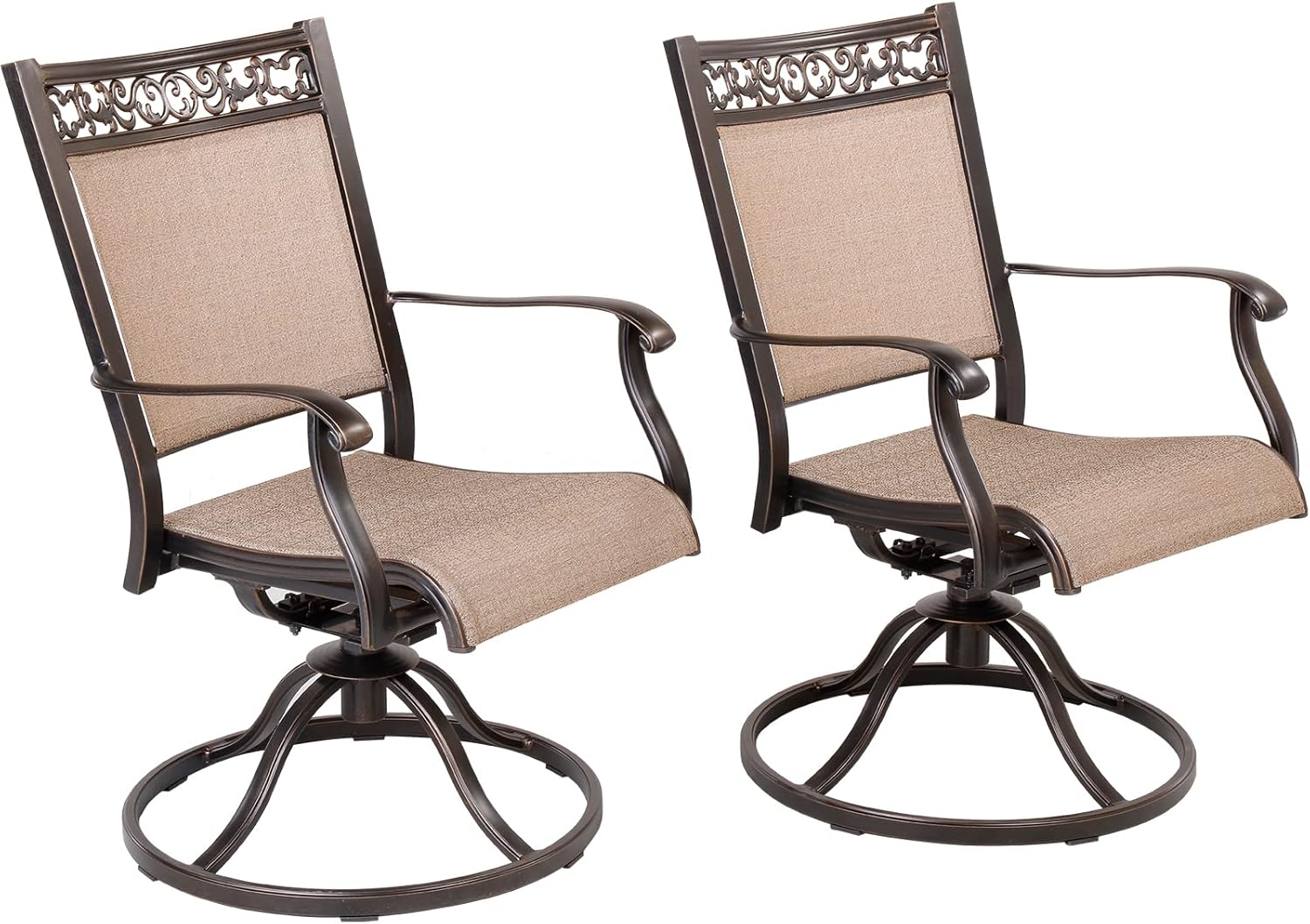MONDAWE Cast Aluminum Patio Swivel Chairs Weather Resistant
