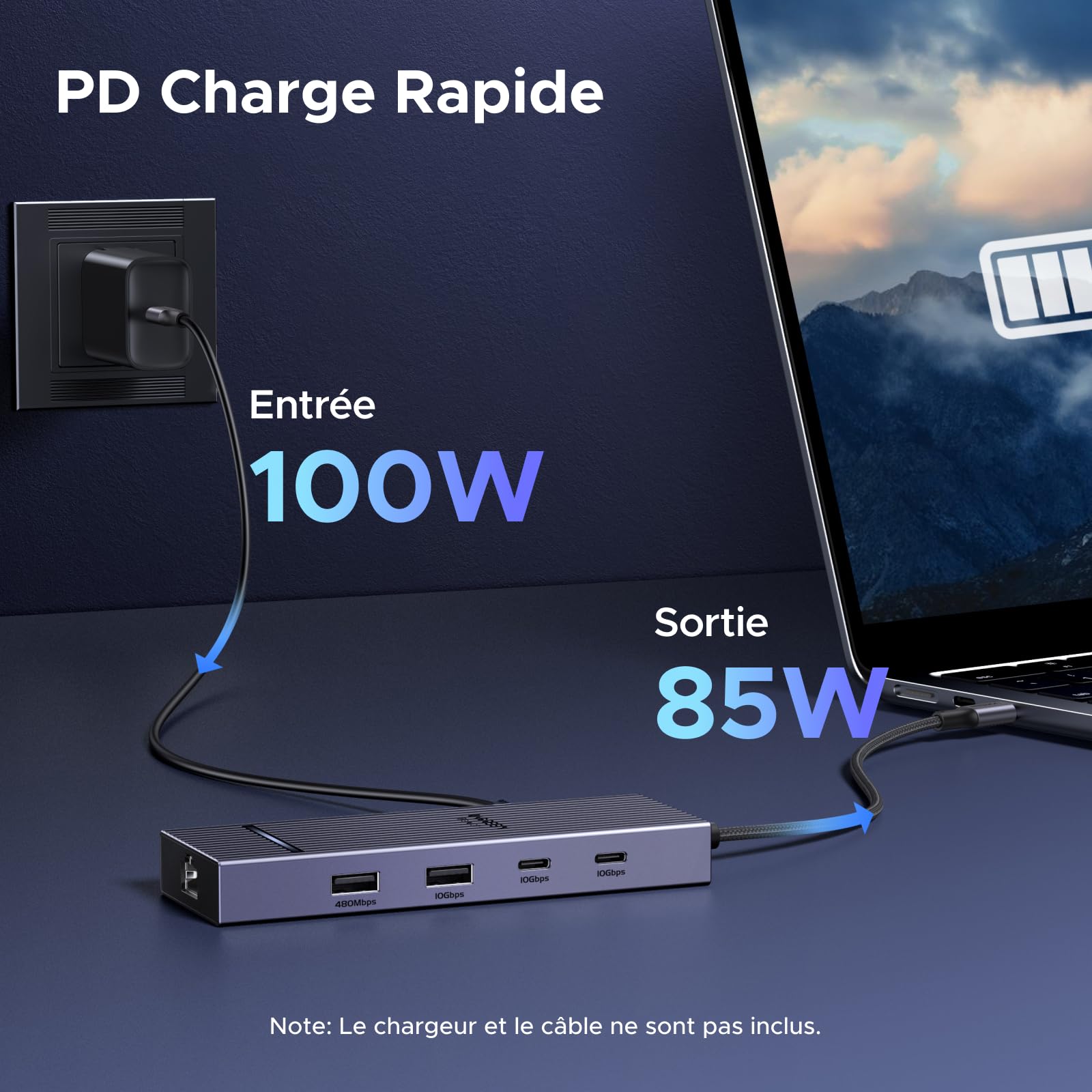 UGREEN Revodok Pro Hub USB C DisplayPort 7 en 1 Adaptateur Ethernet Gigabit | DP 4K 60Hz, RJ45 1000Mbps, 10Gbps Transfert Rapide, PD 100W, Compatible avec MacBook Pro Air Neo Tablette Steam Deck