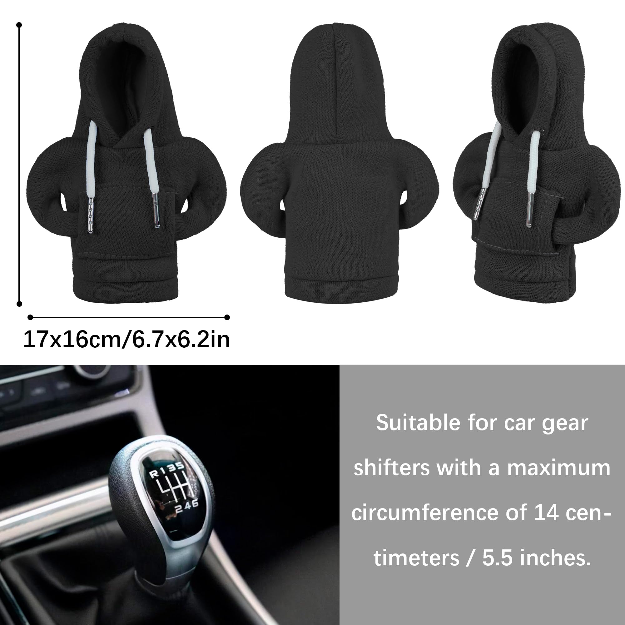 2PCS Felpa Con Cappuccio Pomello Del Cambio, Nero&Viola Copertura Del Cambio Per Auto Universale, Creatività Decorazione Pomello Cambio, Regali Per Accessori Interni Auto