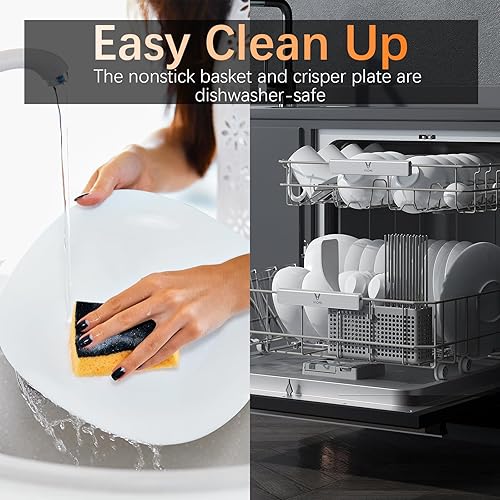 Miniatura 7 de EVGTTI Freidora de aire digital de 6 cuartos de galón, horno tostador eléctrico de 1500 W, freidora de aire multifunción sin aceite con temporizador