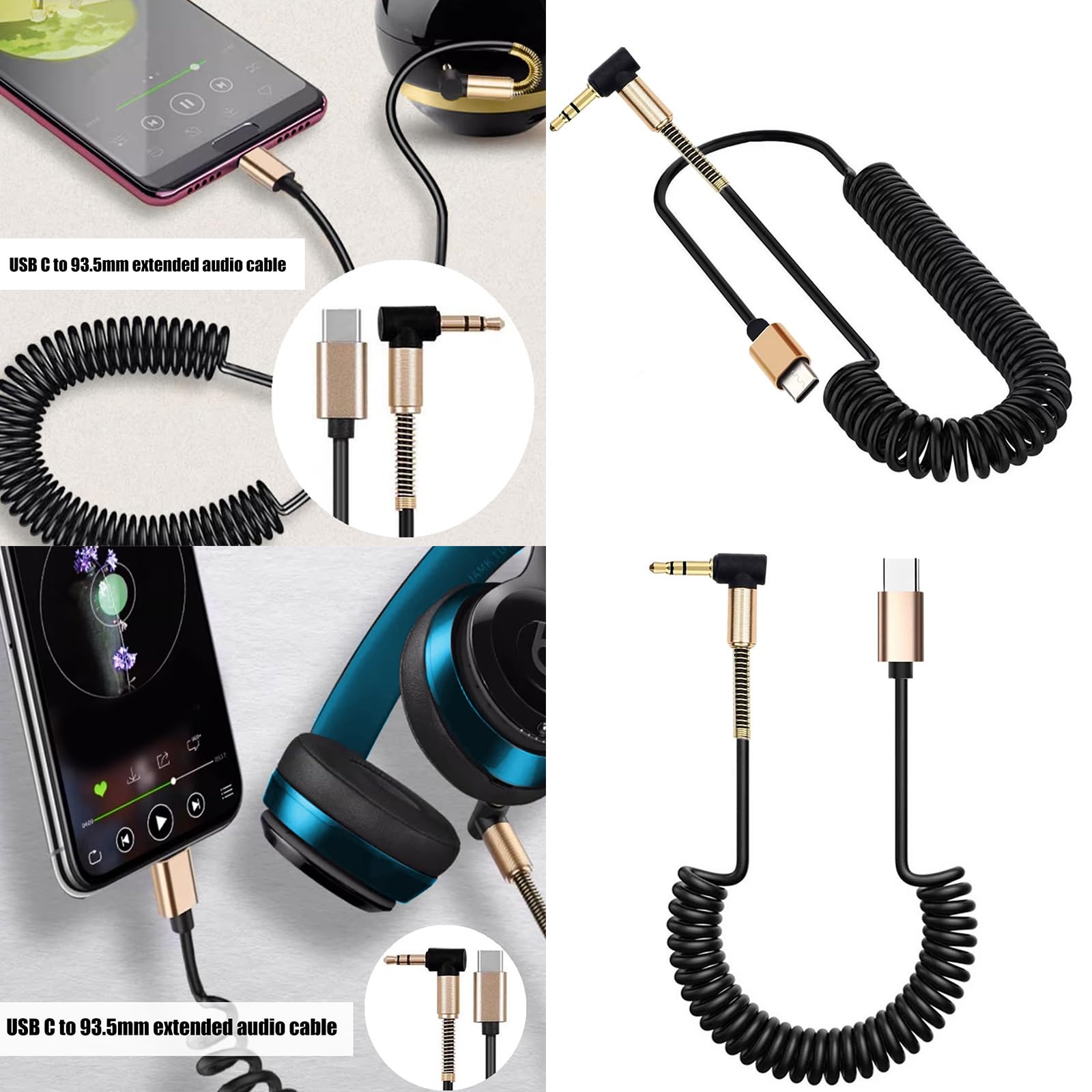 Cavo USB C a 3,5mm Flessibile Per Autostereofoni 90° - Dettaglio