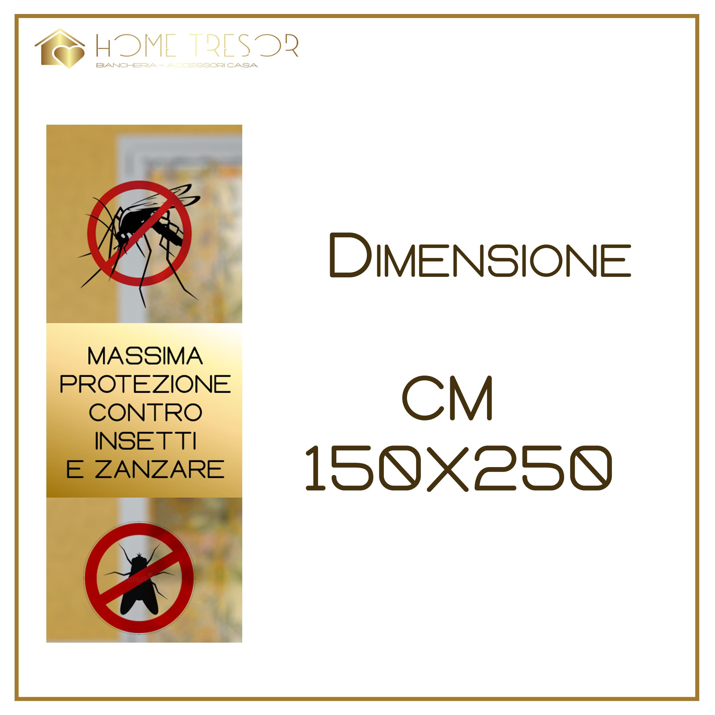 Home Tresor - Tenda Zanzariera per Porta e Finestra con Anelli e Frange Retina da Esterno, 100% Poliestere, cm. 150x250 Tinta Unita (Bianco)