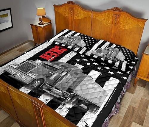 Miniatura 4 de OhaPrints Juego de ropa de cama y fundas de almohada con la bandera de Estados Unidos, diseño de camionero, camionero, camionero, camionero, camión,