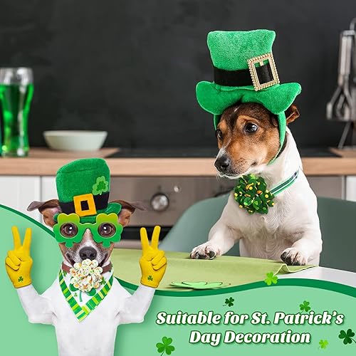 Miniatura 2 de 80 piezas de flores de perro de San Patricio collar de perro flores dijes de perro accesorios de aseo para perro conjunto de collar de corbatín de