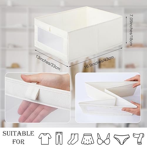 Miniatura 2 de Clysee 4 organizadores grandes de armario y contenedores de almacenamiento de lino de 13 x 16.9 x 7.09 pulgadas, organizadores de ropa plegables con