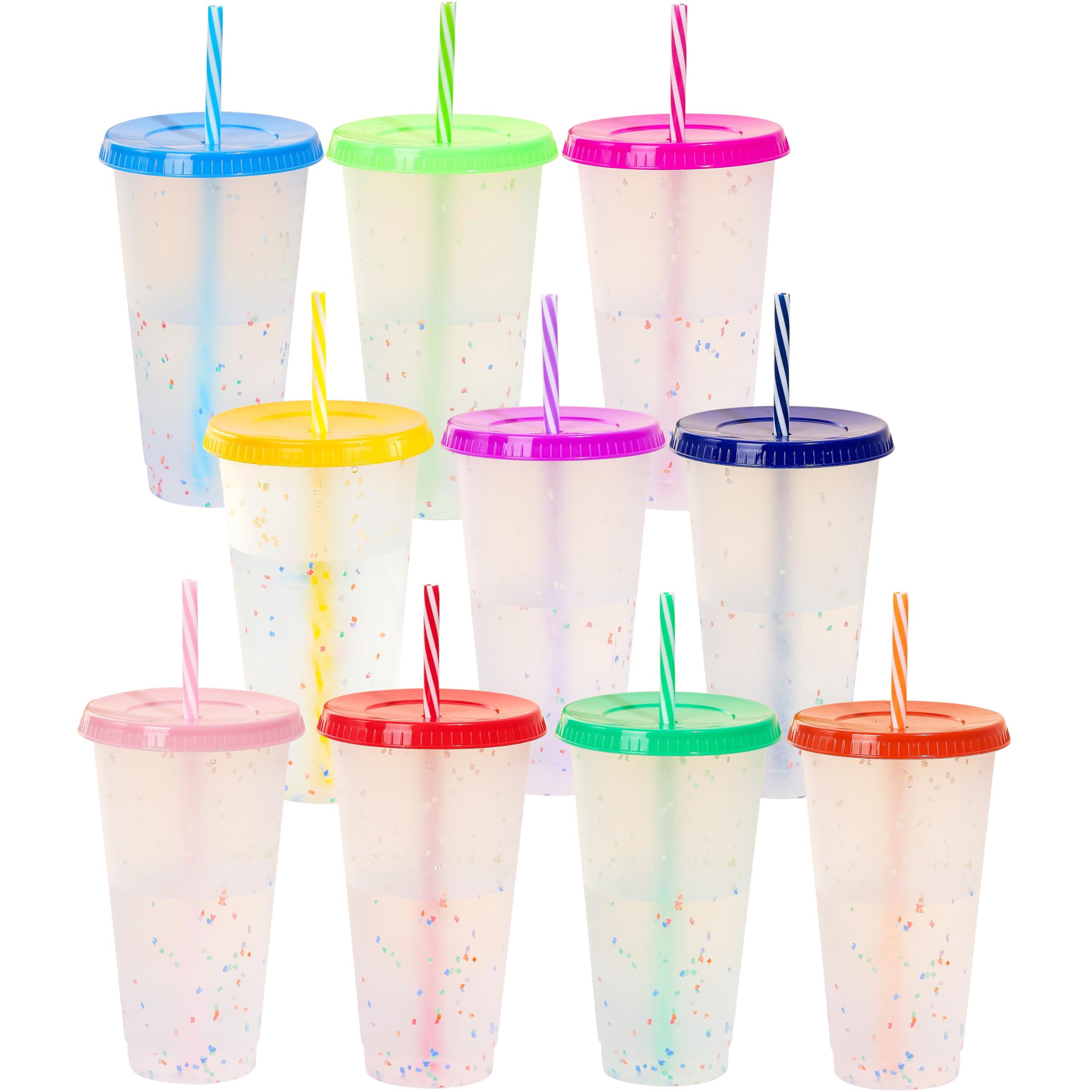 Gobelet paille et couvercle 710 ml réutilisable multicolore pour smoothie et voyage