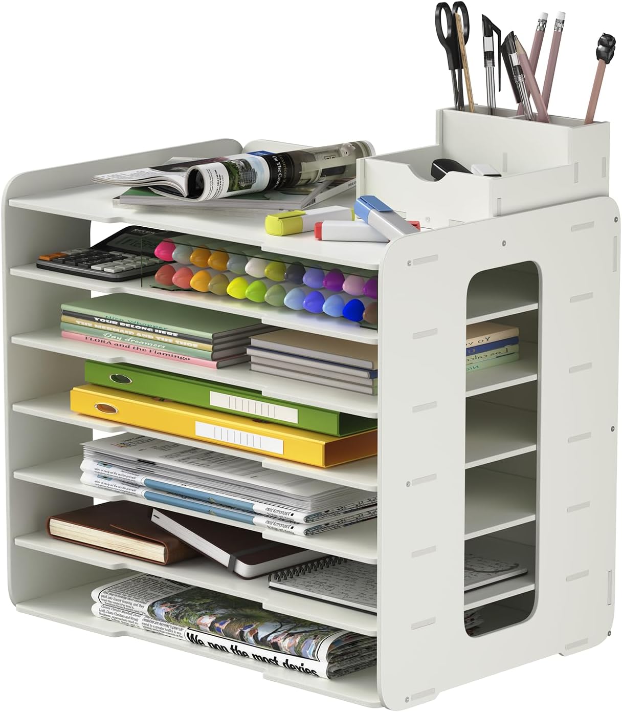 A3 Construction Paper Storage Organizer, PVC 11X17 Scrapbook Paper Organizer for Desk Space-Saving Paper Shelf Rack File Document Holder Mail Sorter Letter Tray for Classroom Home Office