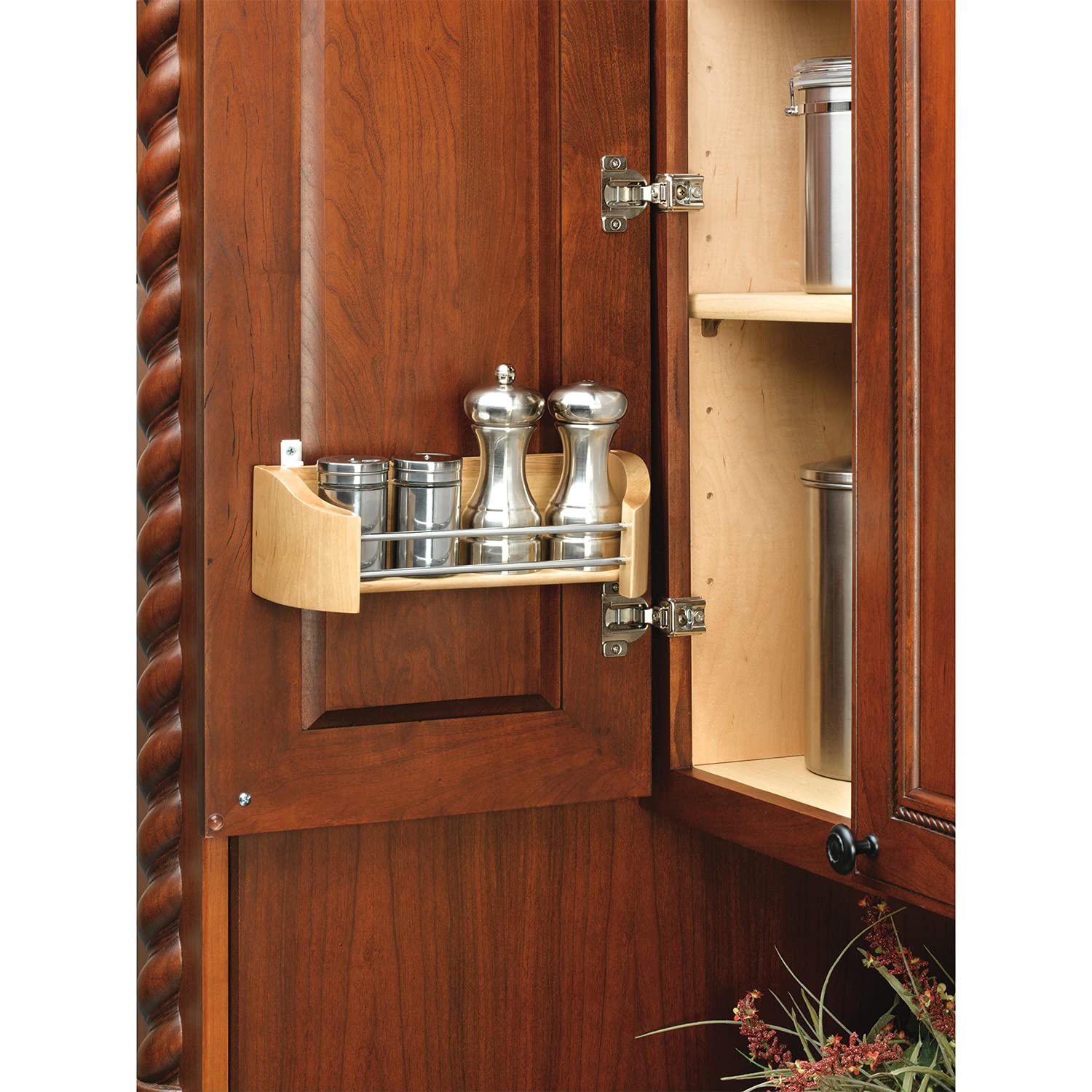 Rev-A-Shelf Wood Cabinet Door Storage Organizer, Light Brown