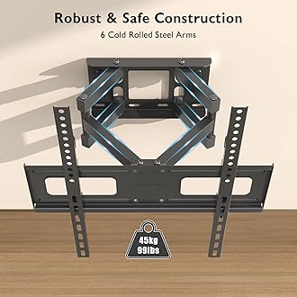 BONTEC TV Wall Bracket for 23–70 Inch LED LCD OLED Screens, Full Motion Double Arm TV Wall Mount Swivels Tilts Extends up to 380mm, Holds 45kg, Max VESA 400x400mm, Includes Spirit Level