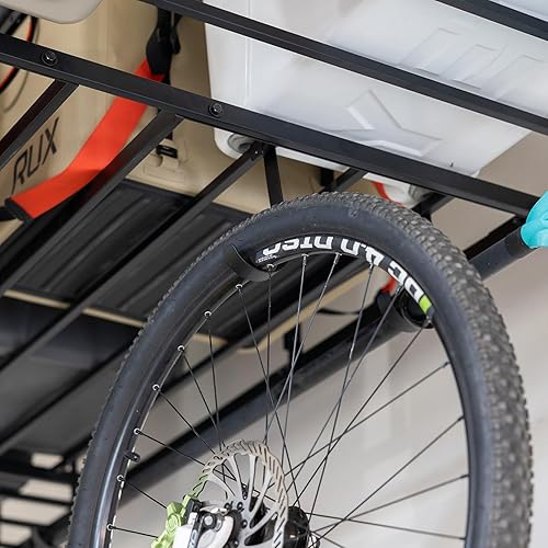 Miniatura 6 de StoreYourBoard Estante de almacenamiento de garaje de 3 x 8 pulgadas con ganchos, estante de techo, organización superior, plataforma de acero