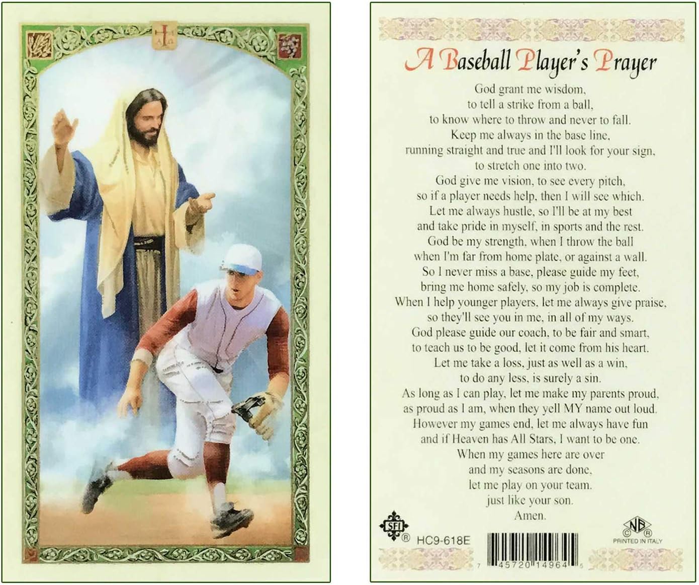A Baseball Player's Prayer Laminated Prayer Cards - Pack of 25- English