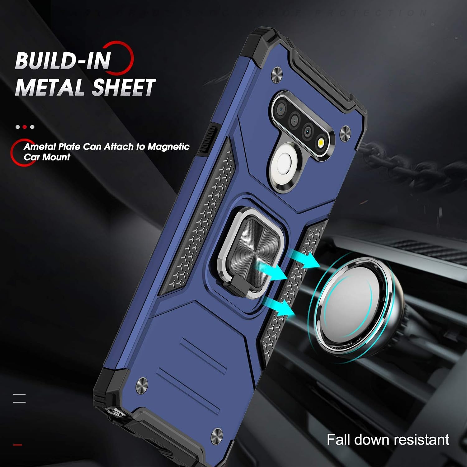 LeYi Compatible for LG Stylo 6 Case with [2 Pack] Tempered Glass Screen Protector, [Military-Grade] Armor Protective Phone Case with Magnetic Ring Kickstand for LG Stylo 6, Blue