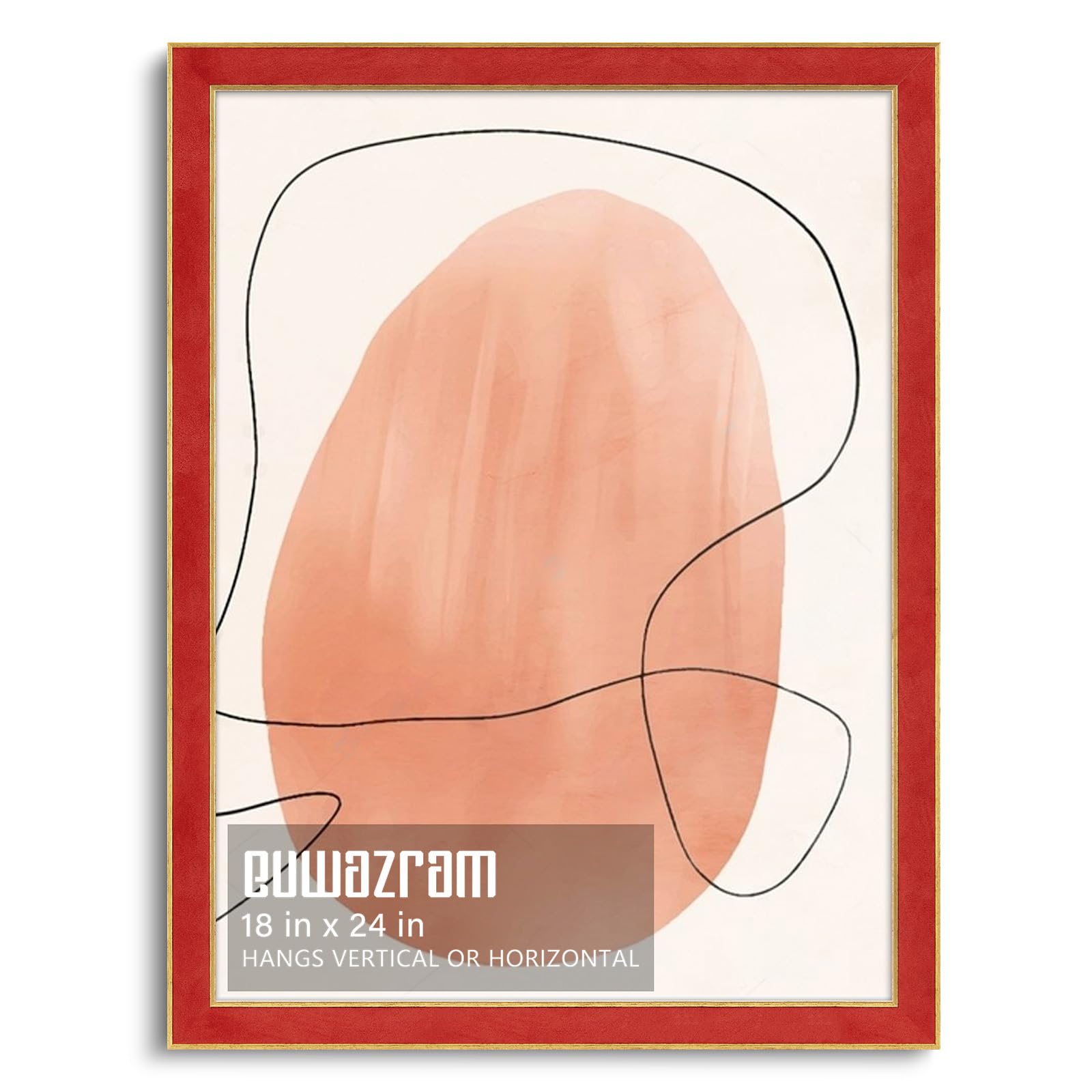 suede 18x24 inches frame - single frame, elegant red 18 x 24 poster frame, 18x24 picture frame for artwork, puzzles, photos, and movie posters