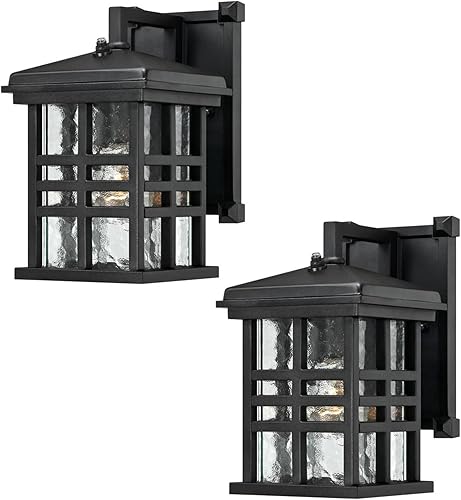 Ciata Farol de pared para exteriores, gran lámpara de pared impermeable para exteriores, del atardecer al amanecer, lámpara al aire libre en negro