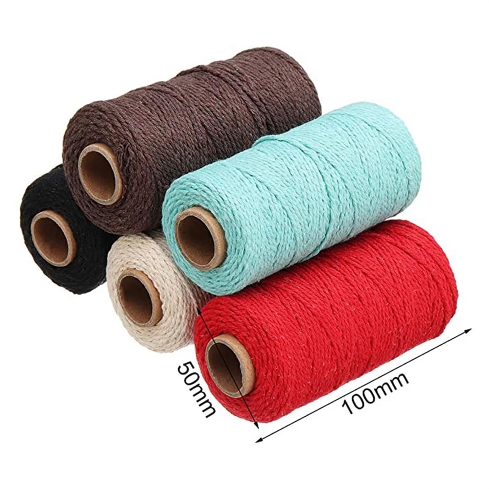 Lana De Punto Cordón de algodón Macrame Macrame Macrame 5pcs MACRAMAME Bricolaje Cuerda de Manualidades Cuerda de Cuerda Rústica Cuerda de algodón 2 mm x100m Hilo De Encaje
