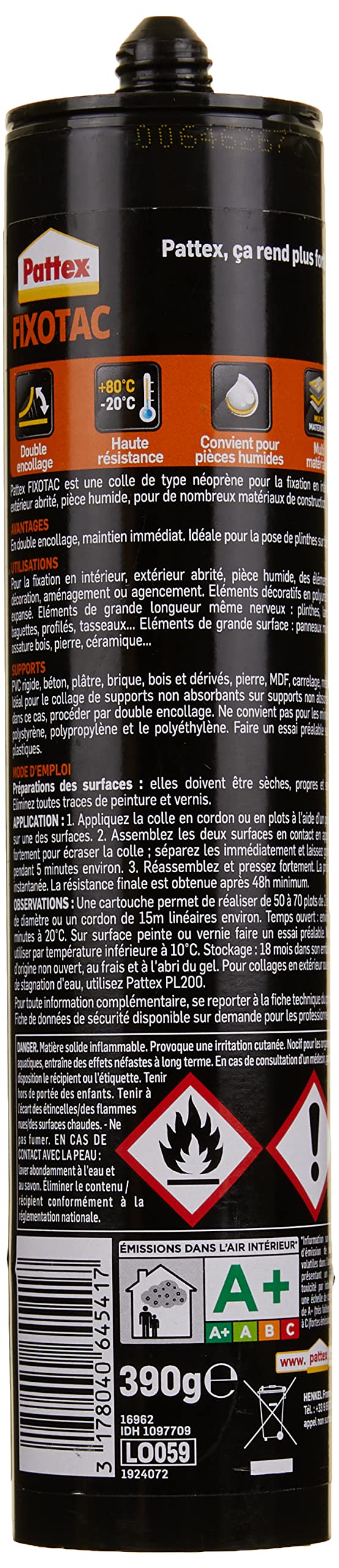 Pattex PRO90 Fixotac, Colle de Fixation Type Néoprène, tous Support, Intérieur et Extérieur, Beige, Cartouche de 350 G (Lot de 5)