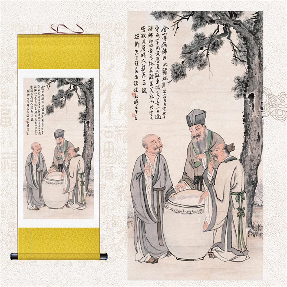 FLaig Feng Shui tibetische Thangka, Bagua, buddhistische, tibetische Thangka-Wandbehang, buddhistische Thangka-Malerei, Thangka-Brokat, dekoratives Wandbild, Seidenrollbild von Konfuzius Gemälde