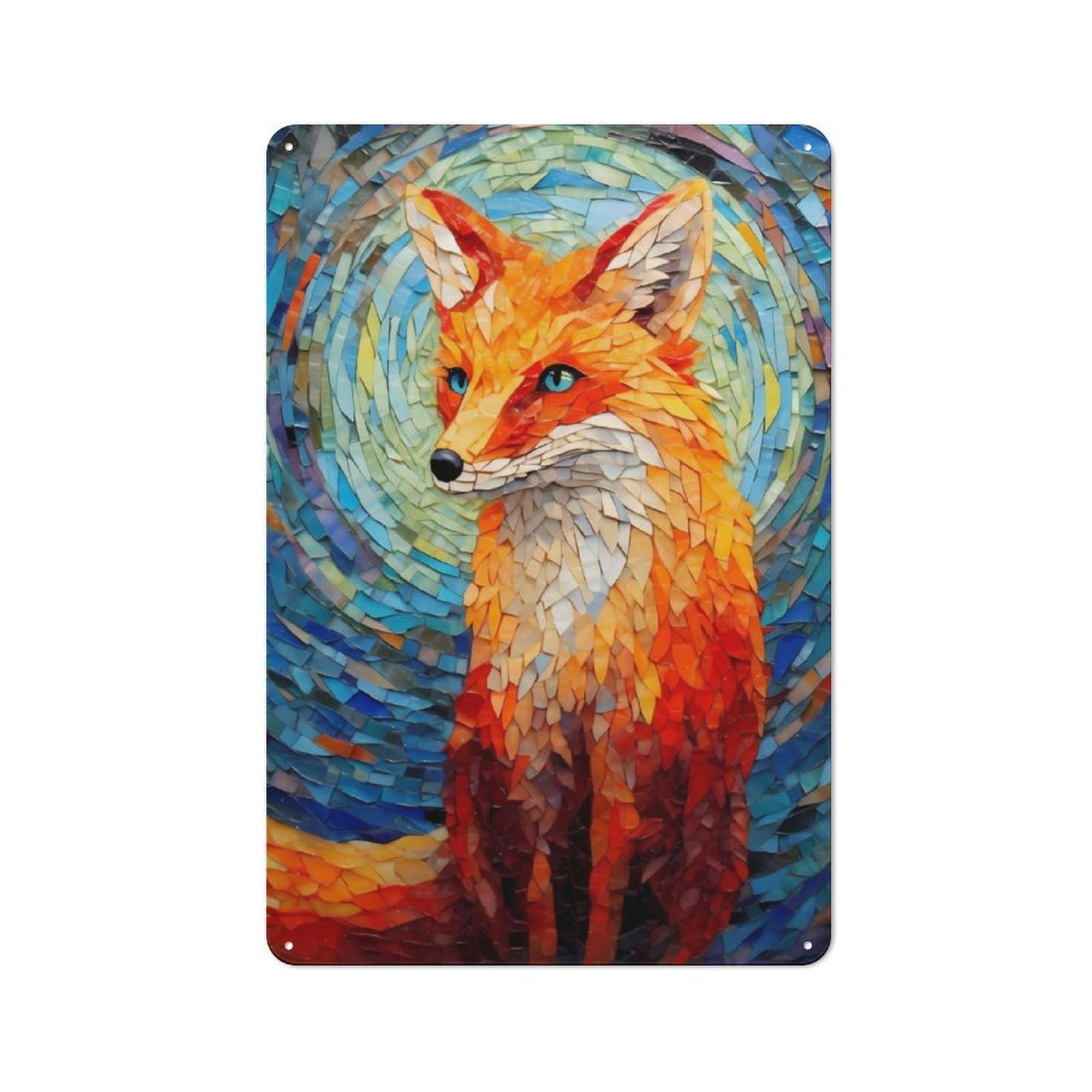 Junmoney Fox Colorful Tin Wall Plaque 30X20cm With For Dining Room Or Kitchen, For Vintage Wall Decor Fans, For Themed Room Decoration