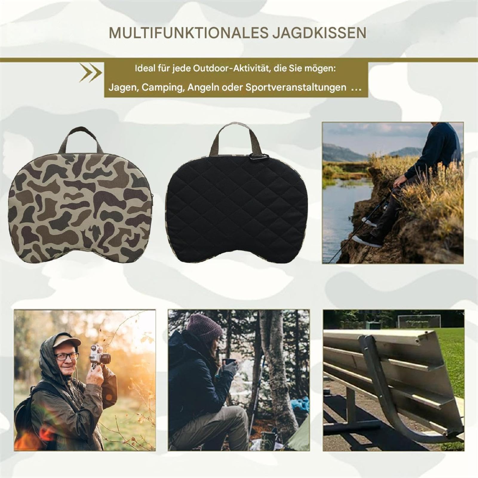 Generisch Jagd-Sitzkissen – Dickes, wasserdichtes Outdoor-Kissen für die Jagd, tragbare Sitzmatte für Camping, leichte Sitzkissen f́ür Ĵagd und Camping