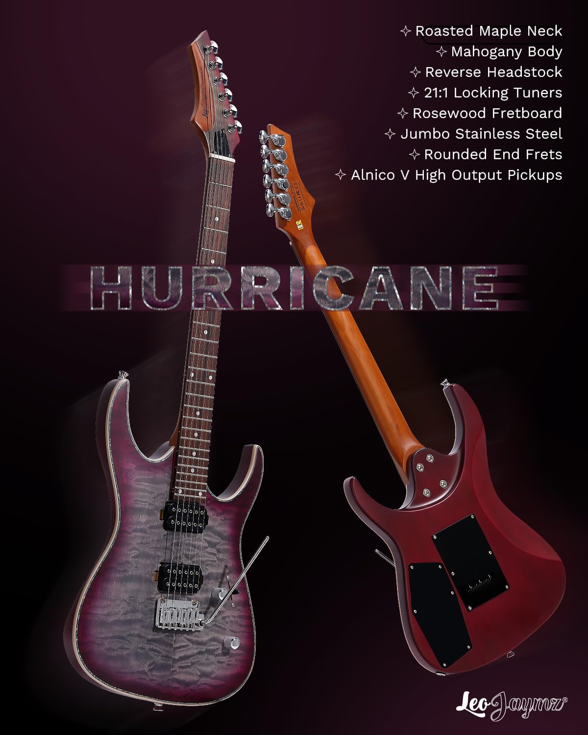 Leo Jaymz Hurricane Series Electric Guitar, Double Cut