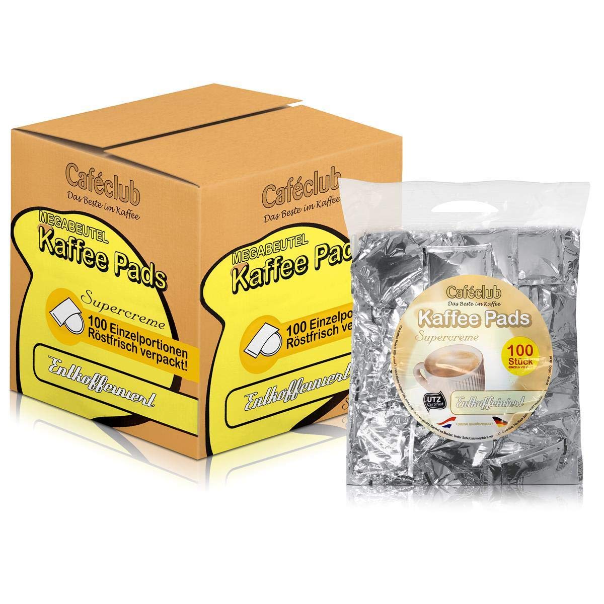 Cafeclub Supercreme Megabeutel Entkoffeiniert KaffeePads 8x100 Stuck