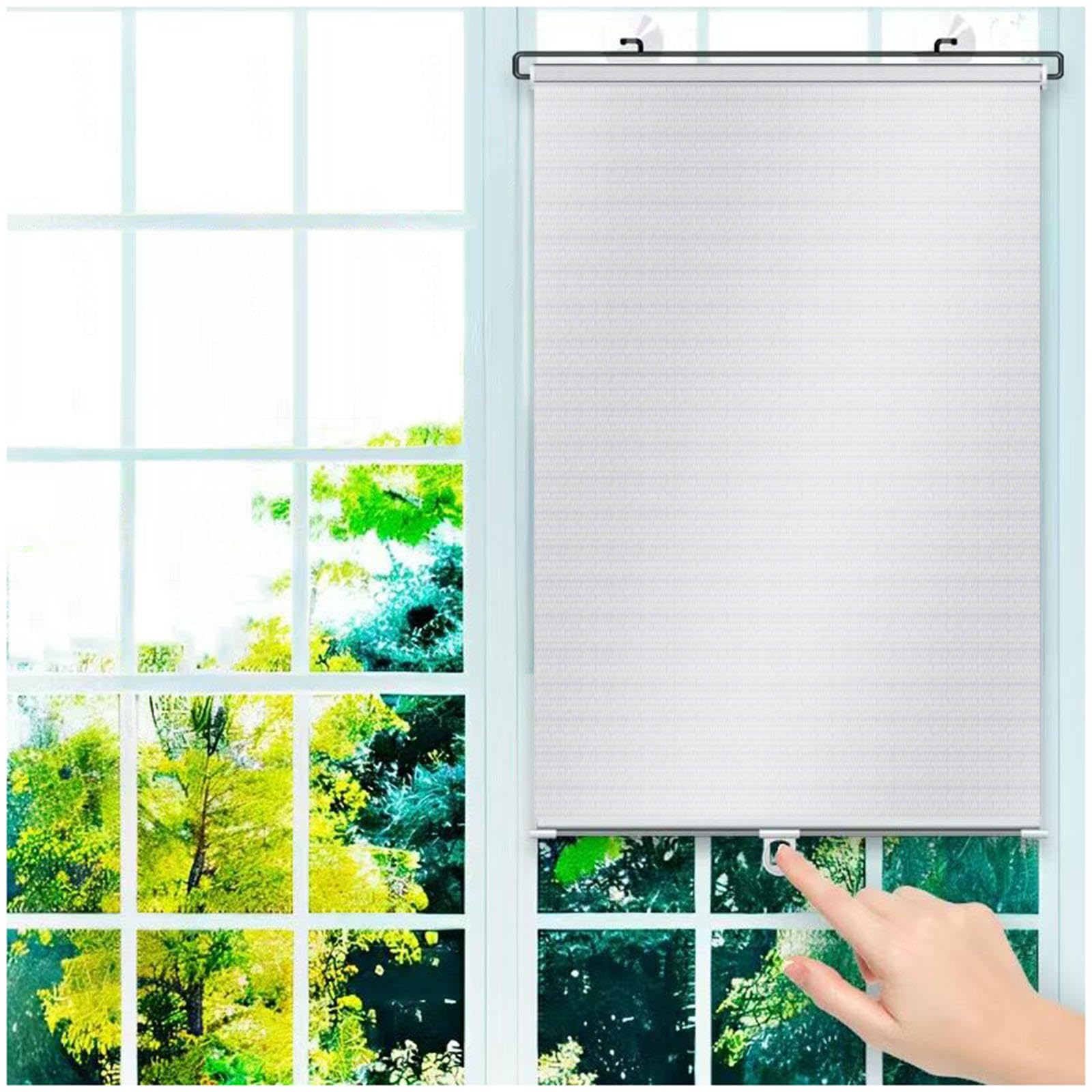 Blackout Roller Shades for Windows, Suction Cup Roller Blinds, Blackout Curtains No Drilling, Retractable Sunshade Roller Blinds, Temporary Thermal Blinds,silver-68x125cm/26.8 * 49in