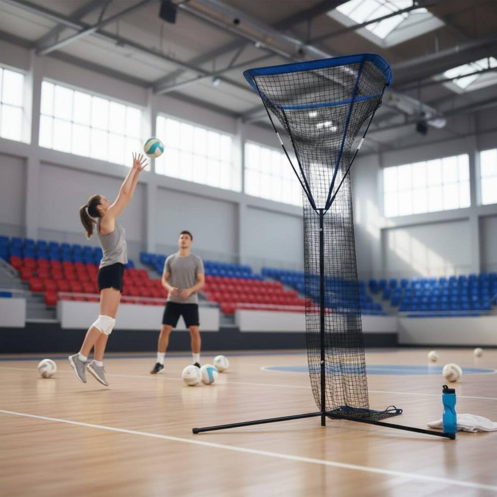 Rete da Pallavolo Regolabile Allenamento Portatile con Custodia Telaio in Ferro Resistentes E Base in Gomma per Timing E Controllo Palla Adatta per Campi Palestra Preparazione Agonistica