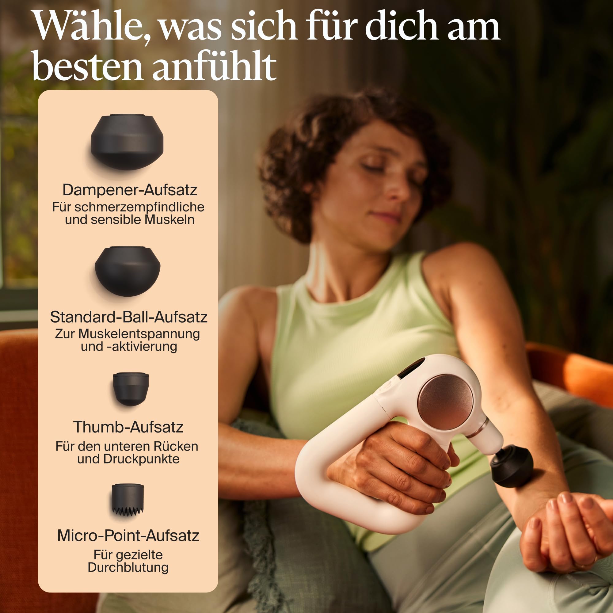 Theragun Sense Percussion Massagepistole – persönliches Tiefengewebe-Massagegerät mit vorinstallierten Atemübungen für Stressabbau-Weiss