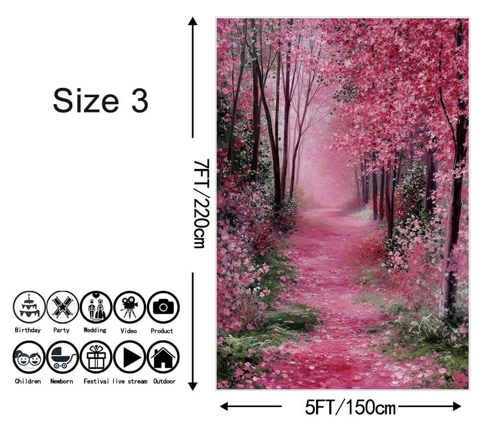 MOONDECO 5x7ft Spring Forest Garden Flower Wedding Backdrop Outdoor Anniversary Valentines Nature Birthday Photoshoot Bridal Shower Photography Background Engagement Baby Shower Home Decor Studio