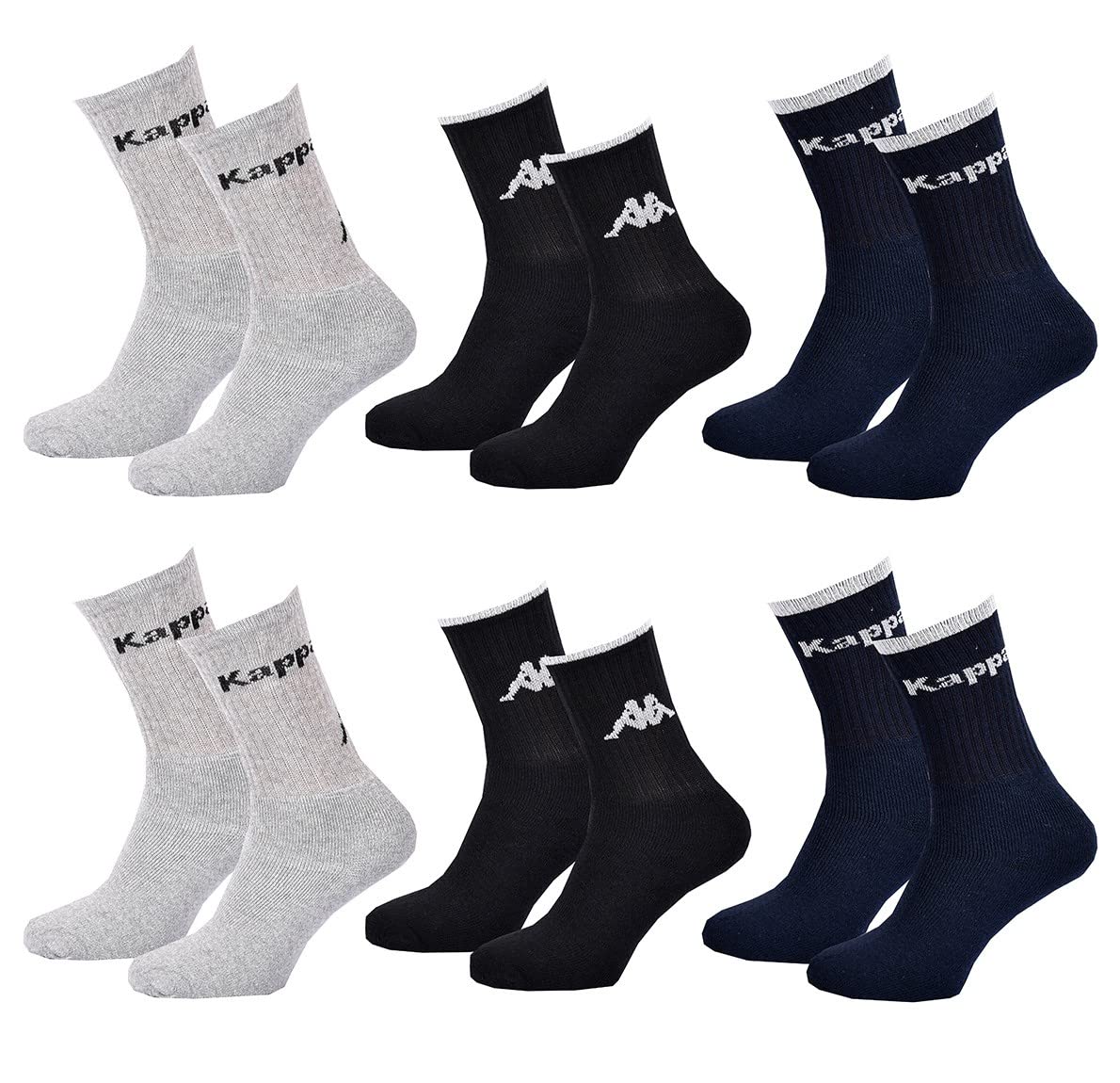 Ozabi Men's Pack Of 6 Pairs 7475 Kappa Tennis Socks Set Of 6 (As8, Numeric, Numeric_9, Numeric_11, Regular, Regular, )
