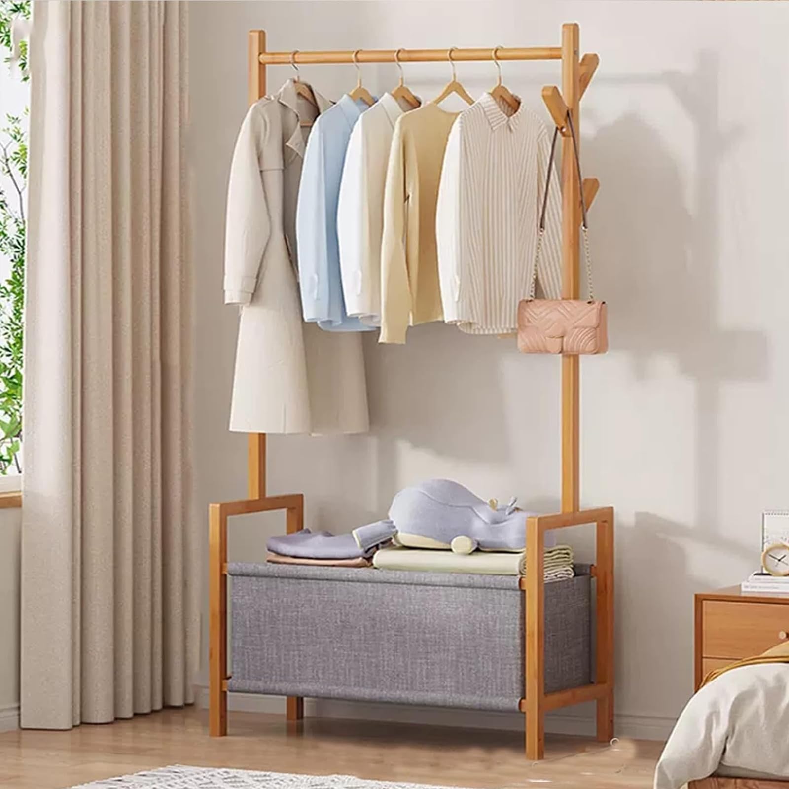 SAeWare Appendiabiti autoportante, appendiabiti da balcone, ideale per appendere vestiti e organizzare i tuoi oggetti quotidiani, giallo-a