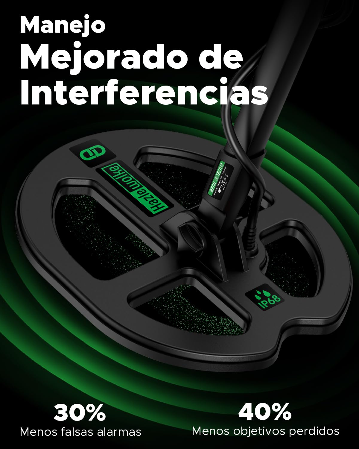 Hazlewolke Detector de Metales Adultos, Bobina Double-D Impermeable 11", 6 Modos con Pinpoint, Profundidad 12", Recargable Profesional para Oro, 7 Niveles Sensibilidad y 3 Tonos