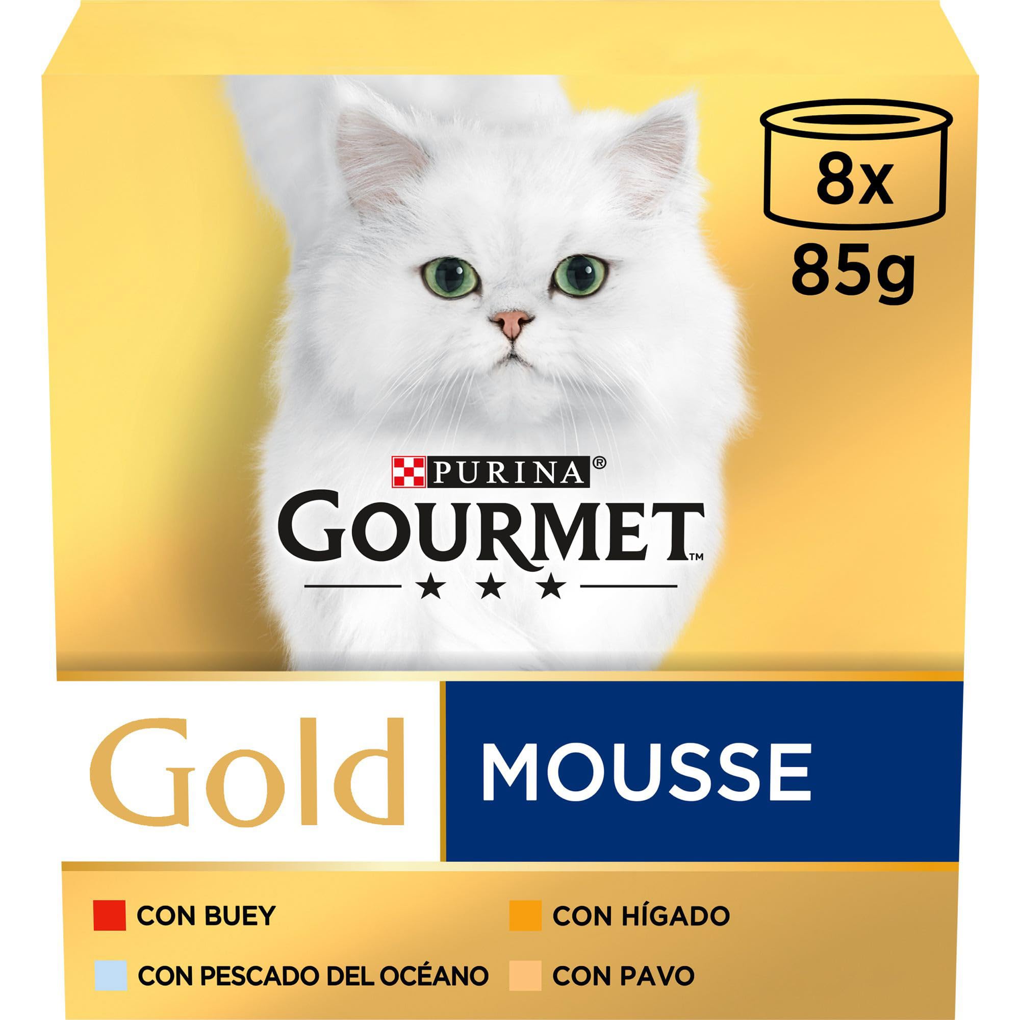Gourmet Gold Mousse, Comida Húmeda para Gato Pack Surtido, 8 latas de 85g