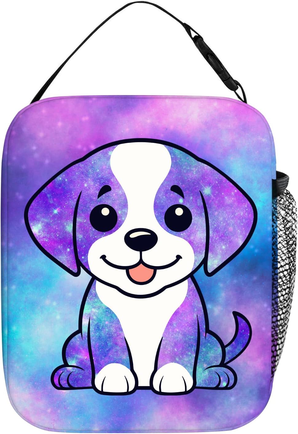 Kids Galaxy Dog Lunch Bag, Cute Dog Puppy Insulated Lunch Box Cooler Thermal Food Tote, Funny Purple Blue Galaxy Animal Print Lunchbox Reusable Meal Handbags for Boys Girls Women Men - Image 2