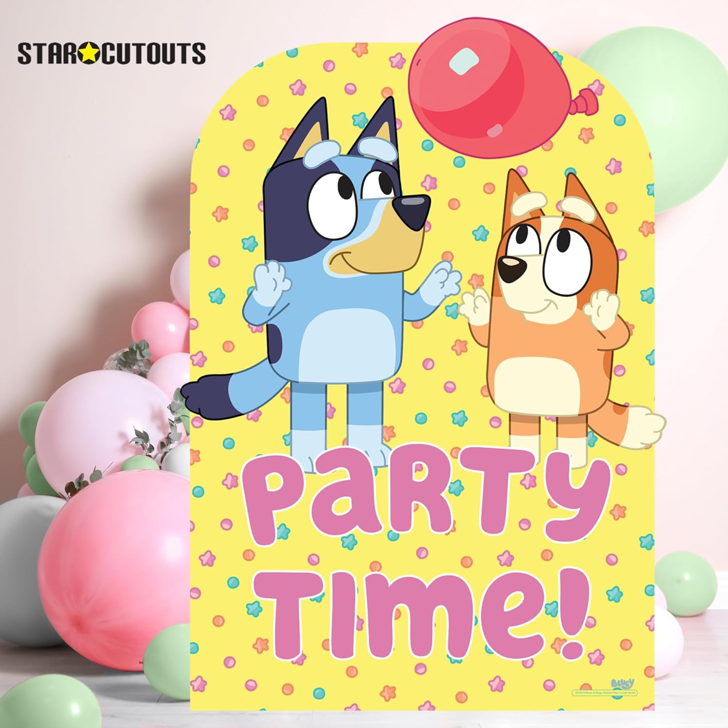 Star Cutouts SC4570 Bluey Bingo Balloon Play Party Time Child Sized Backdrop Cardboard Cut Out Height 135cm - Ideal for Bluey Theme, Parties, Birthdays & Fans, Room Decorations & Events